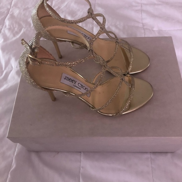 JIMMY CHOO DORY 85 35.5 LAG GOLD - Picture 7 of 12